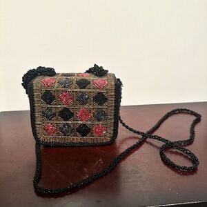 VTG Women's Beaded Purse Shoulder Crossbody Handbag Clutch Mirror Evening‎ Bag